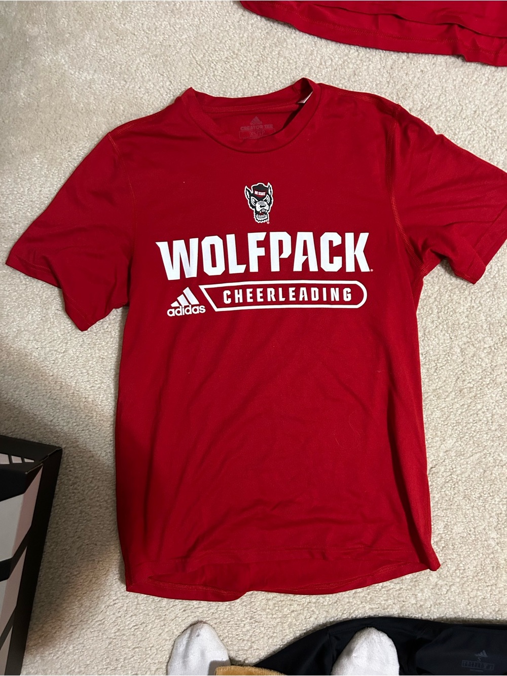 adidas Red Wolfpack Cheerleading Short Sleeve Tee